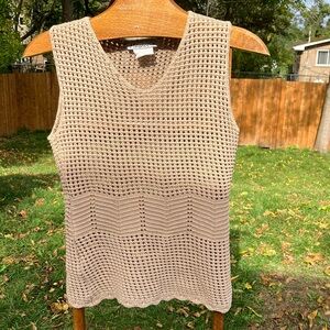 Crochet Sleeveless Top in Beige